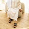 FARADA MODERN LEATHER ARABIC SANDALS WITH BRASS DOUBLE F TRIM BLACK