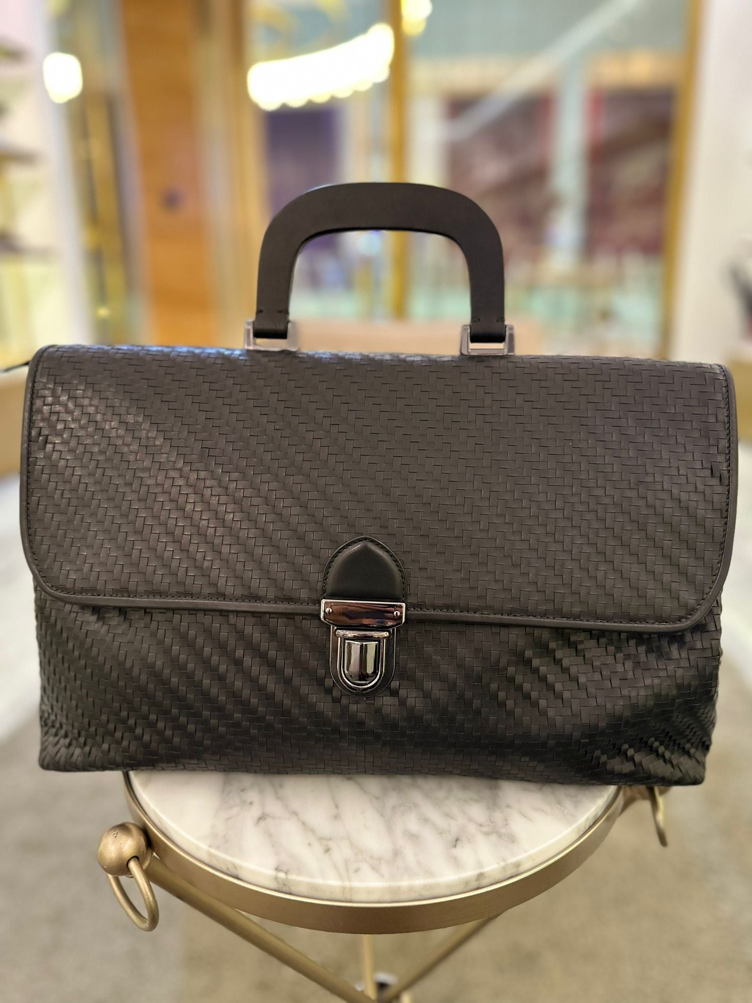 Leather Business Briefcase Black (FM1002)