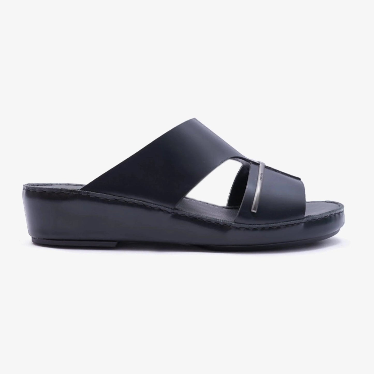 FARADA CLASSIC ARABIC SANDALS WITH SILVER THIN STRIP BLACK - Farada