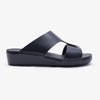 FARADA CARLO LEATHER SANDAL WITH METAL BUCKLE BLACK