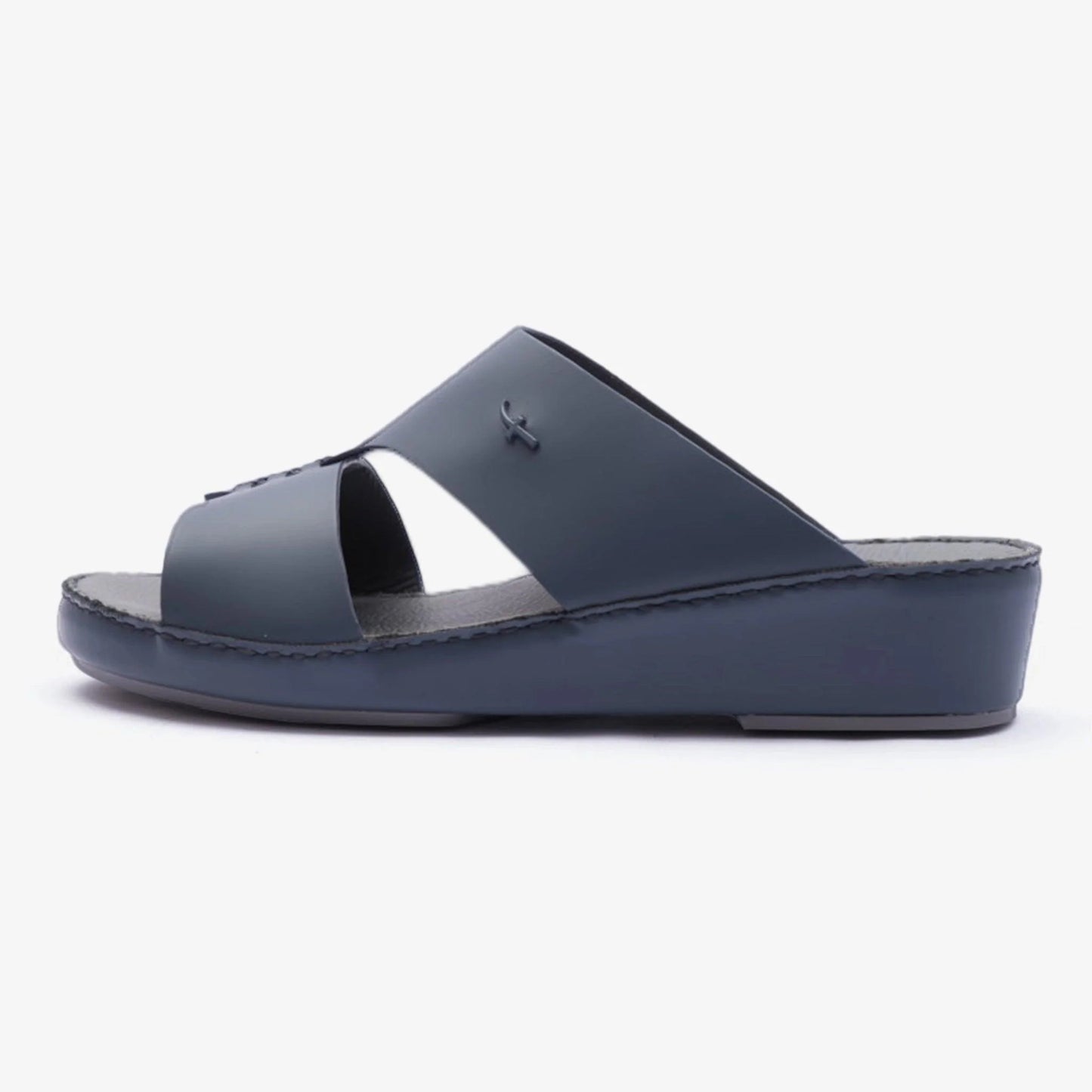 ITALIAN MATT LEATHER HANDSTITCHED METALFREE ARABIC SANDAL NAVY - Farada