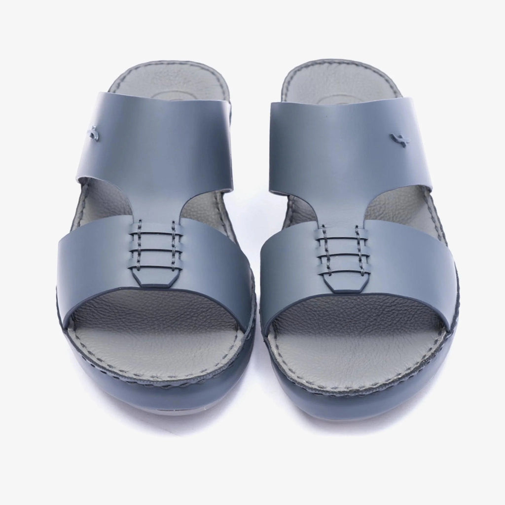 ITALIAN MATT LEATHER HANDSTITCHED METALFREE ARABIC SANDAL NAVY