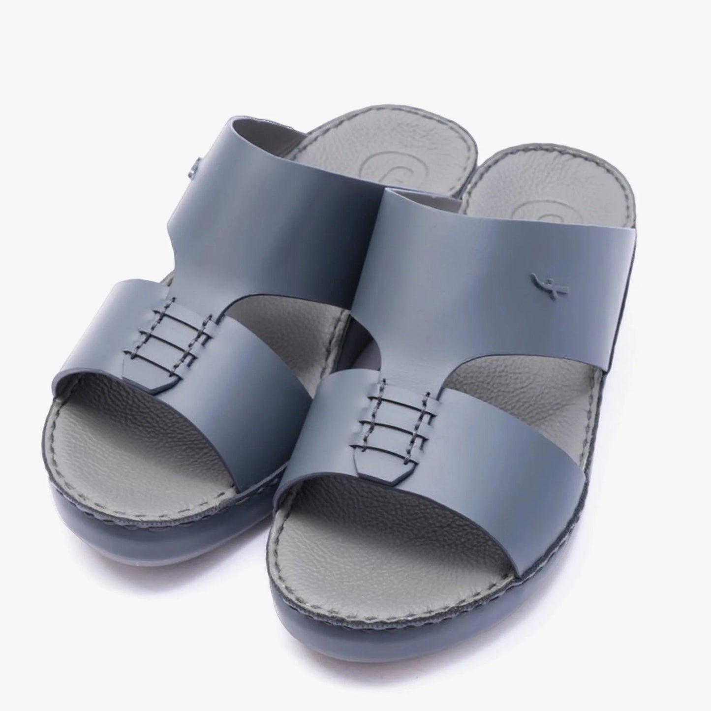 ITALIAN MATT LEATHER HANDSTITCHED METALFREE ARABIC SANDAL NAVY - Farada