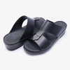 FARADA CARLO LEATHER SANDAL WITH METAL BUCKLE BLACK