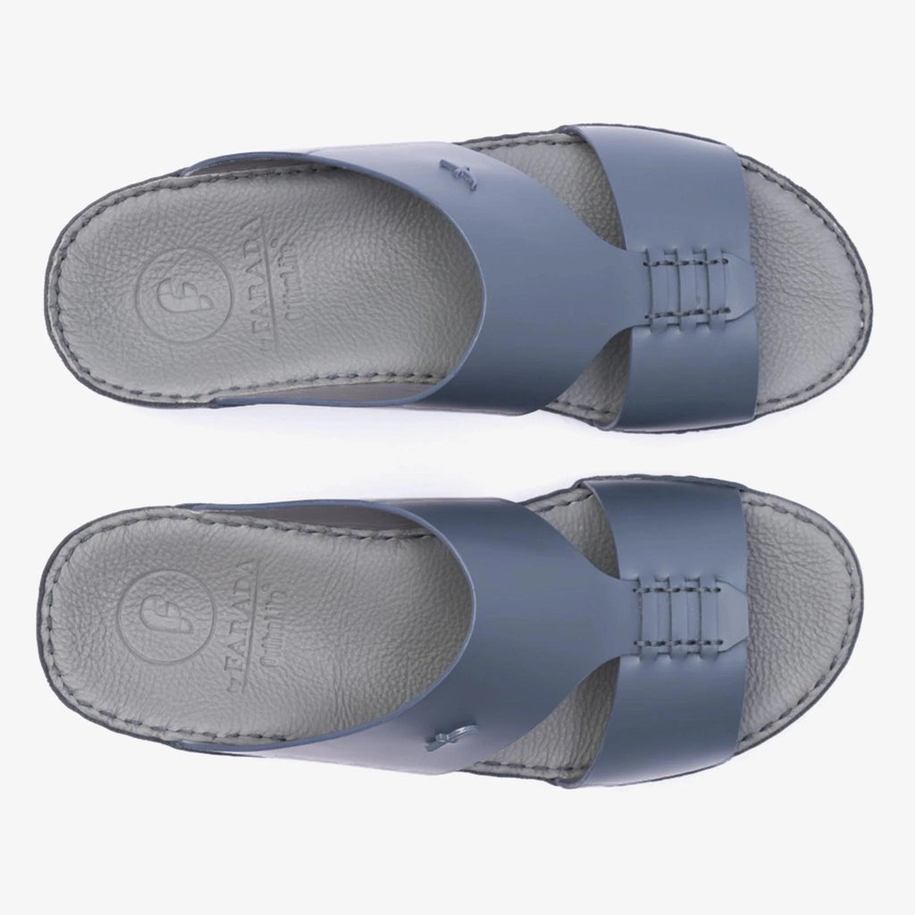 ITALIAN MATT LEATHER HANDSTITCHED METALFREE ARABIC SANDAL NAVY